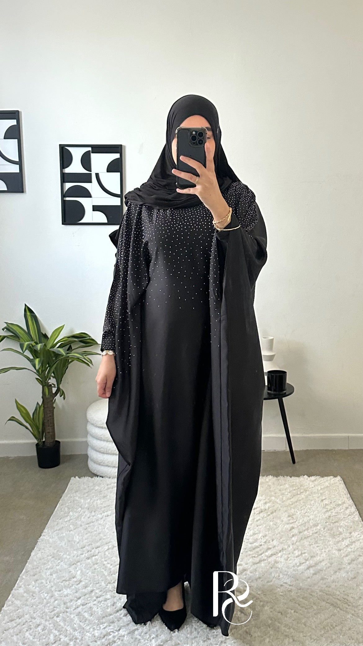Abaya strass noire
