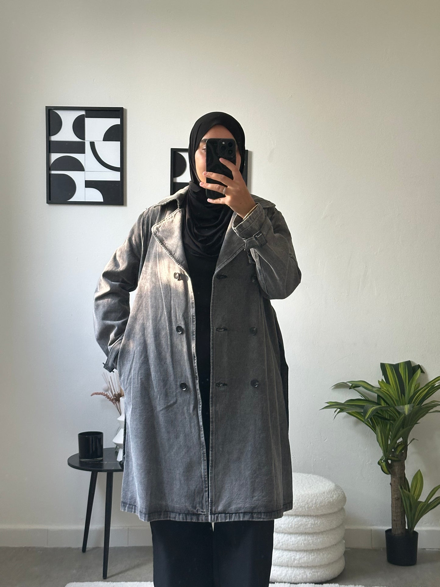 Trench en jean noir