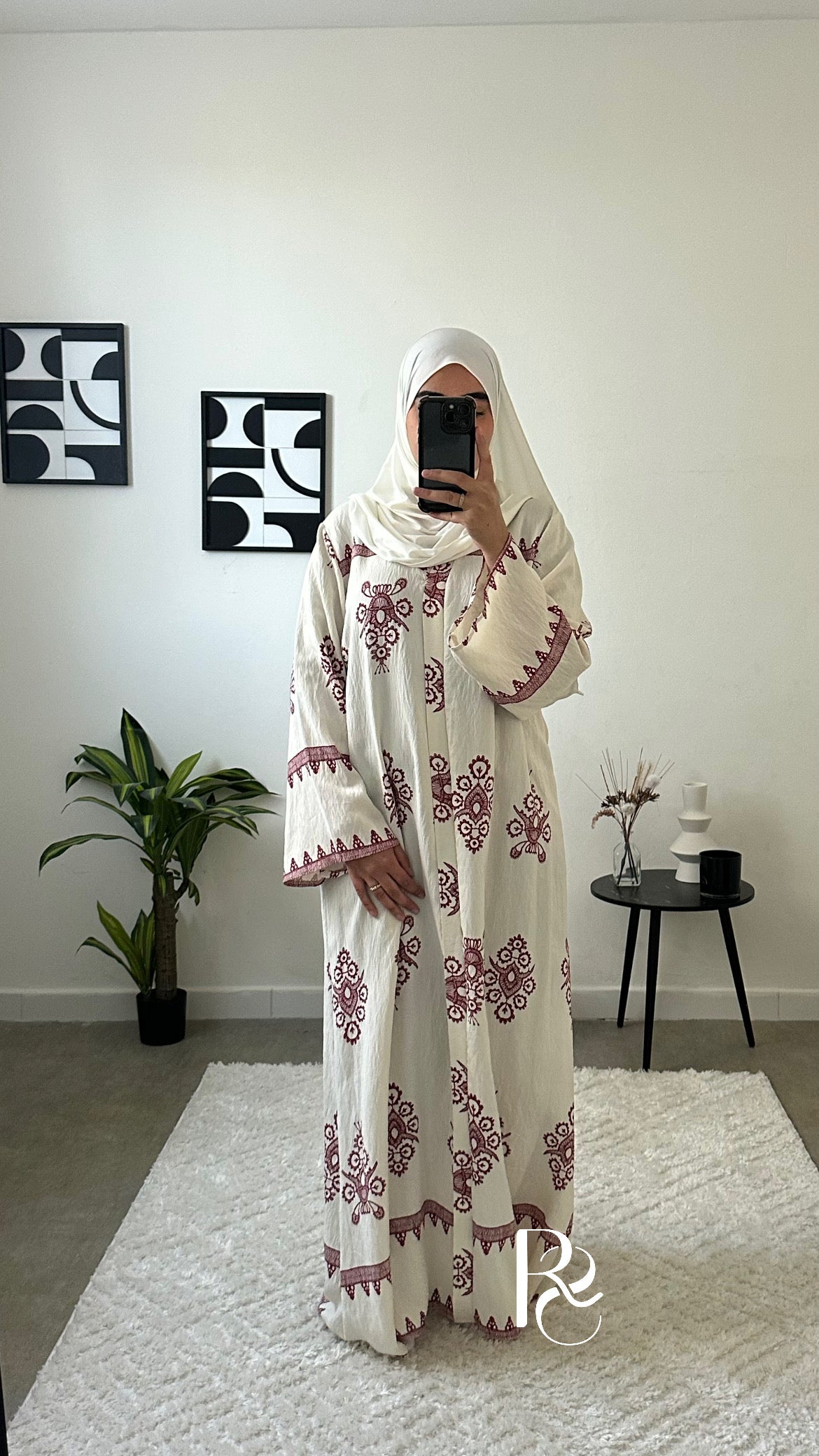Robe à motif écru & bordeaux