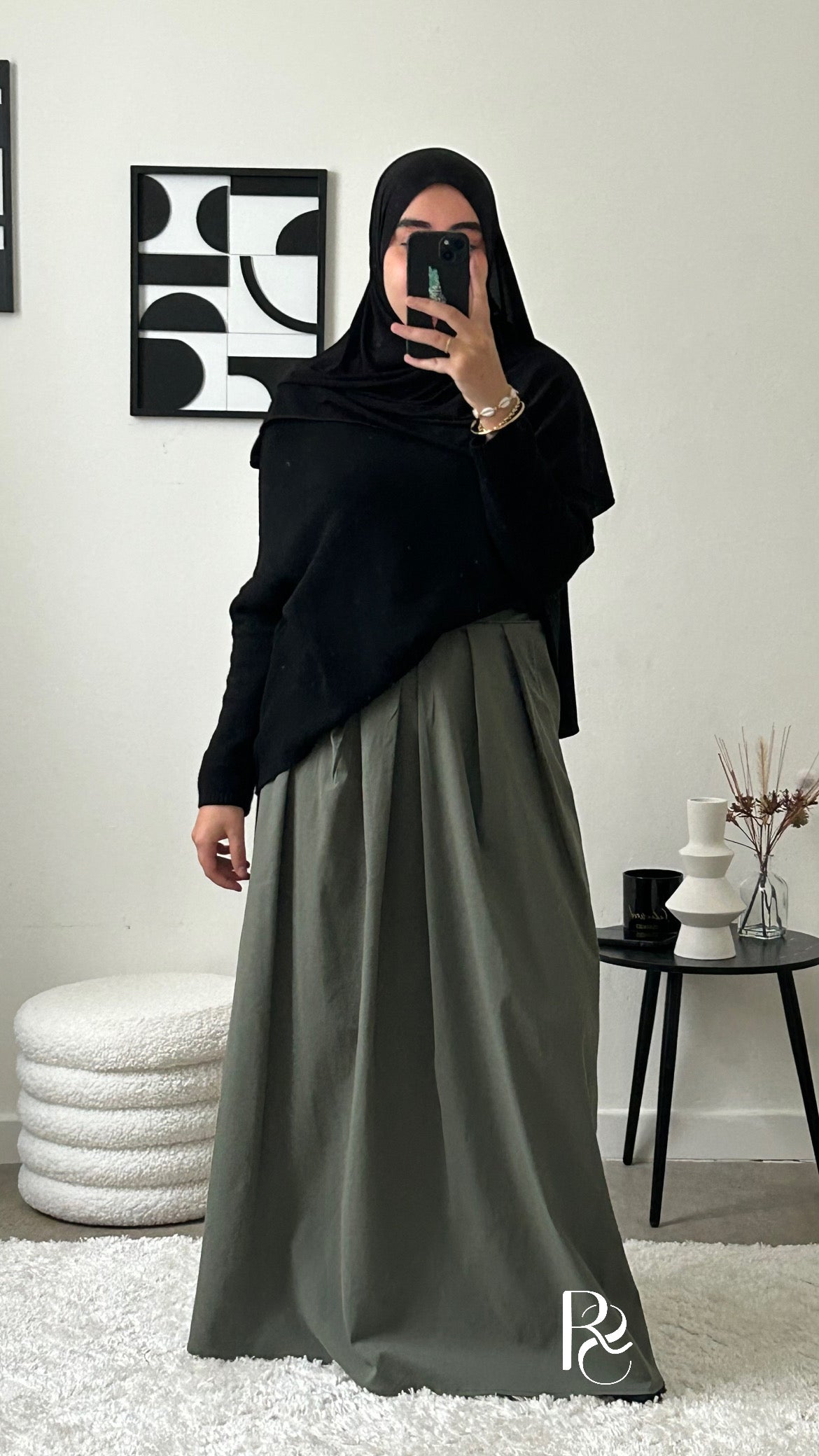 Jupe plissée kaki