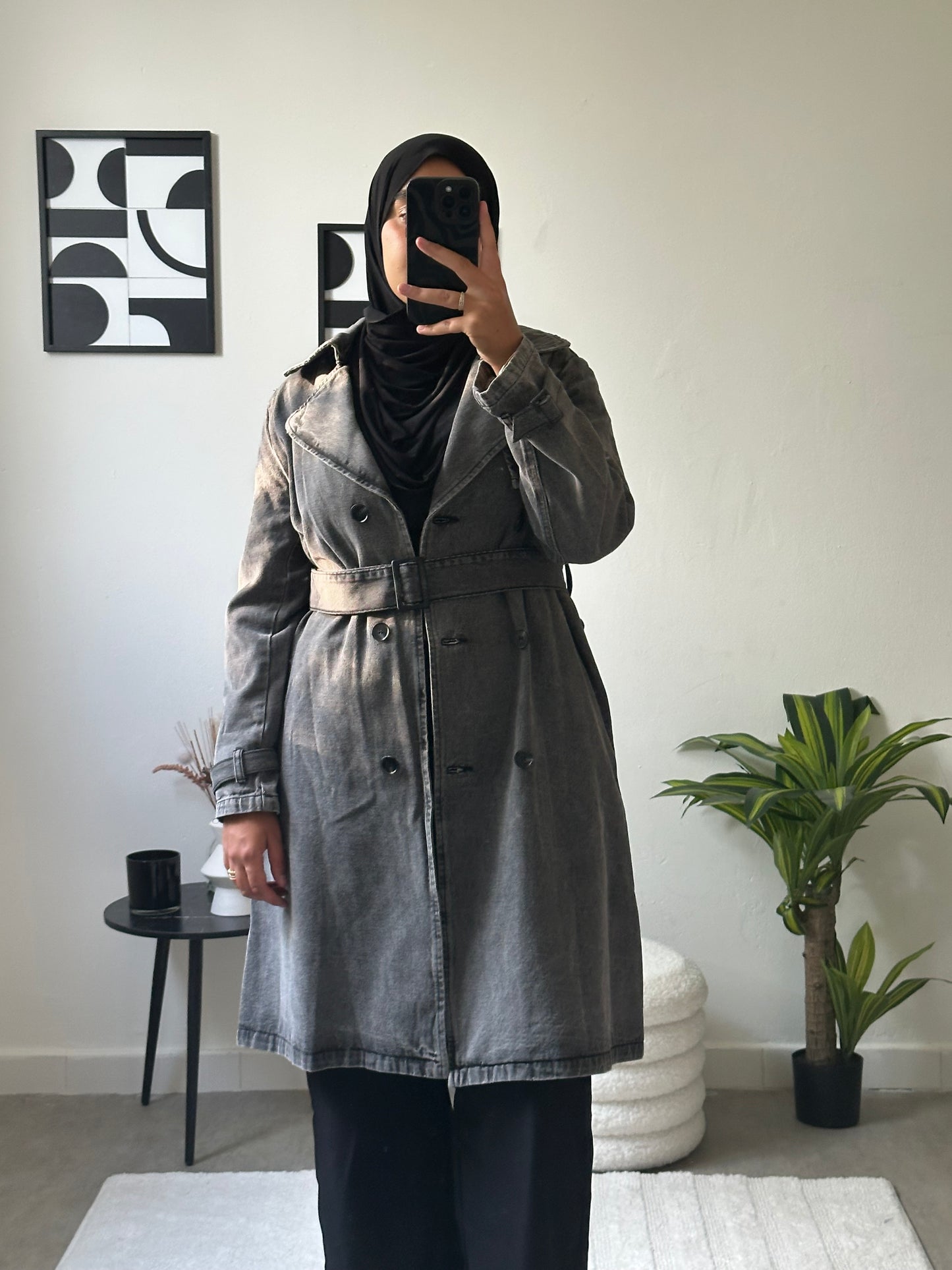 Trench en jean noir