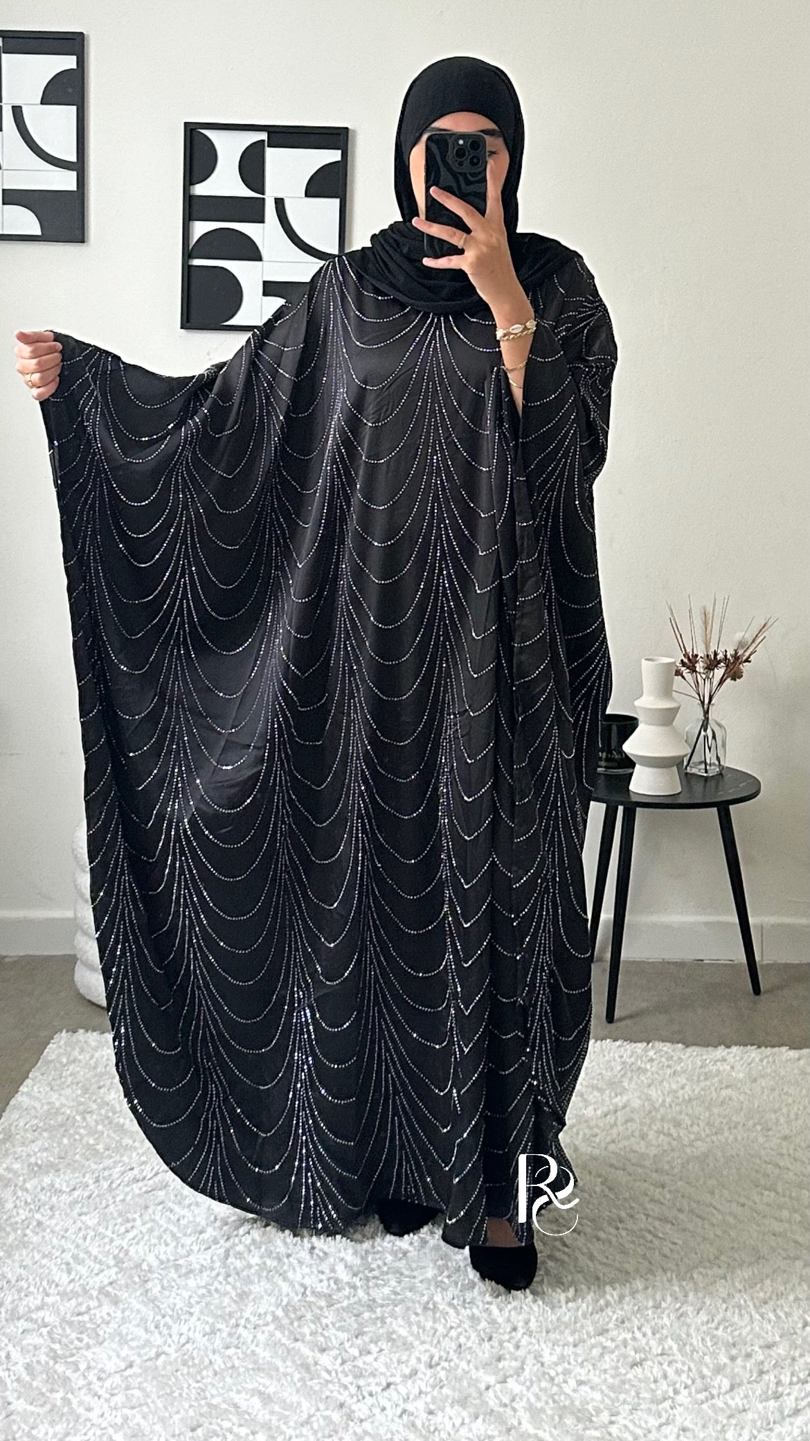 Abaya à strass Noire