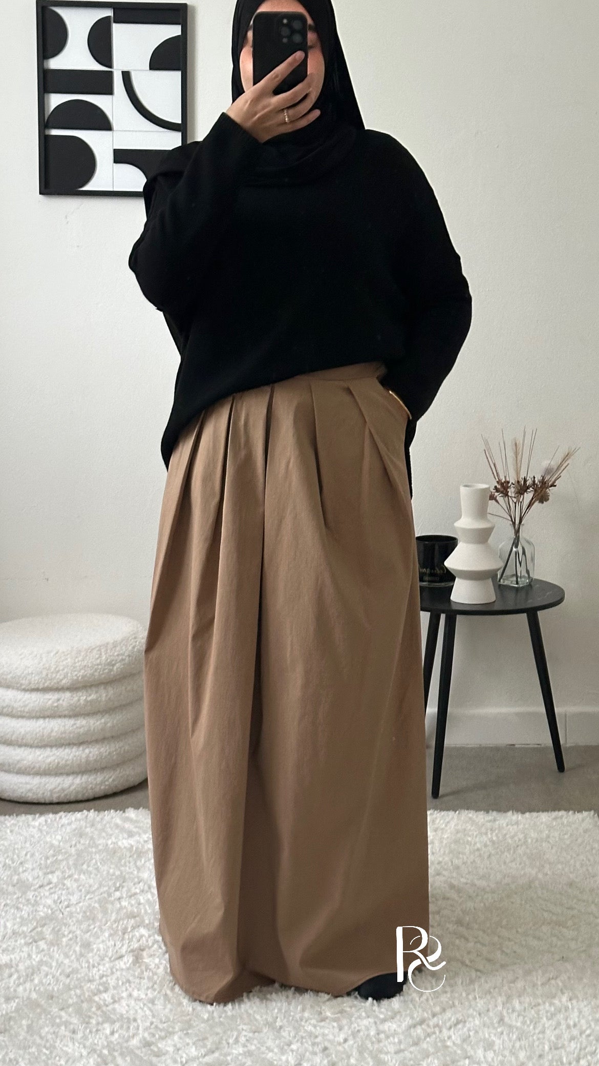 Jupe plissée camel