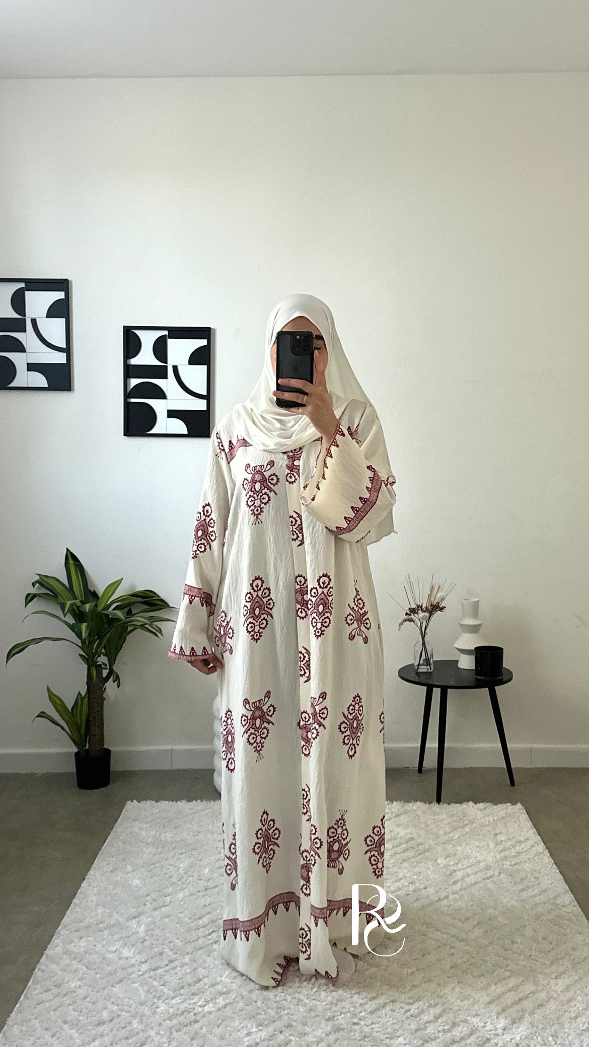 Robe à motif écru & bordeaux