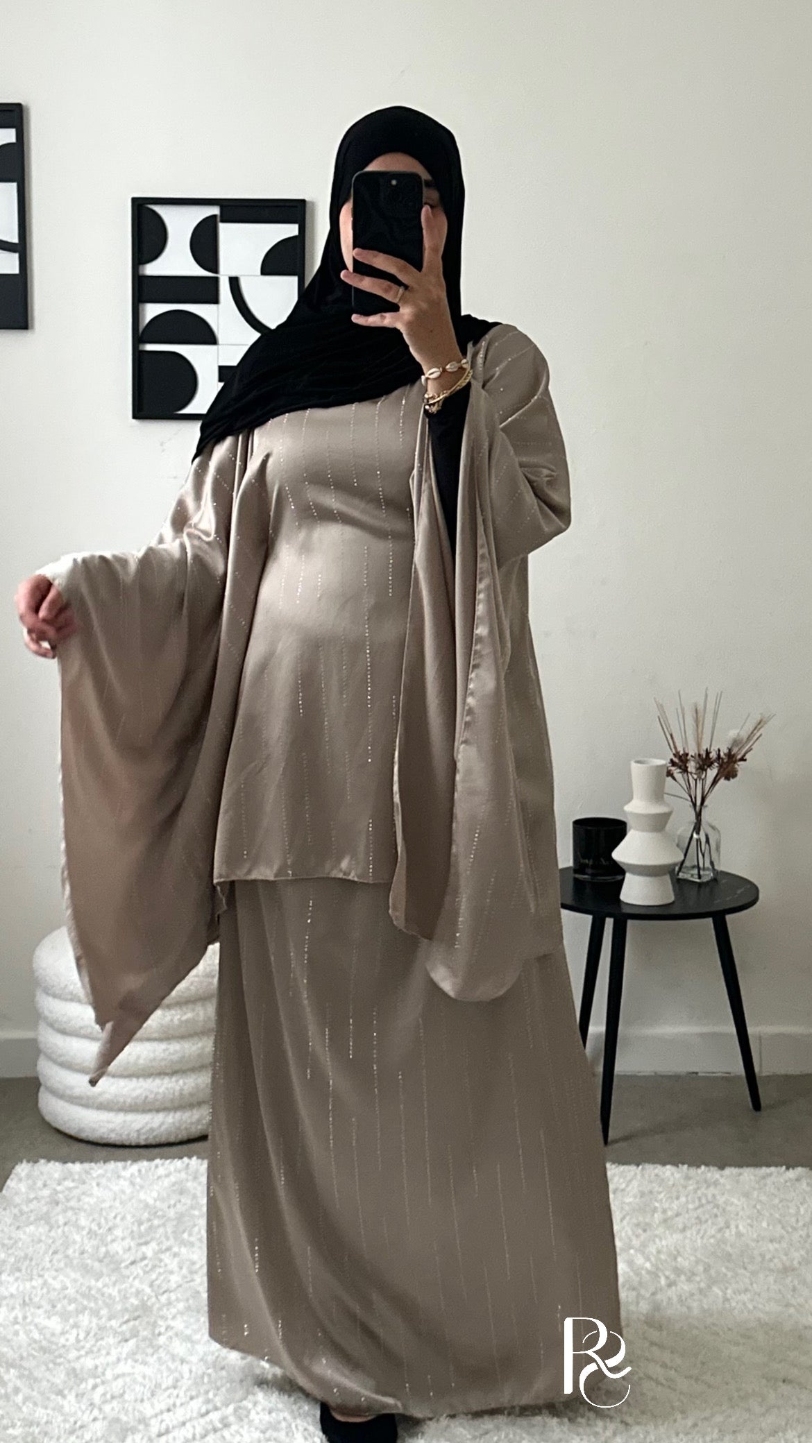 Ensemble à strass taupe