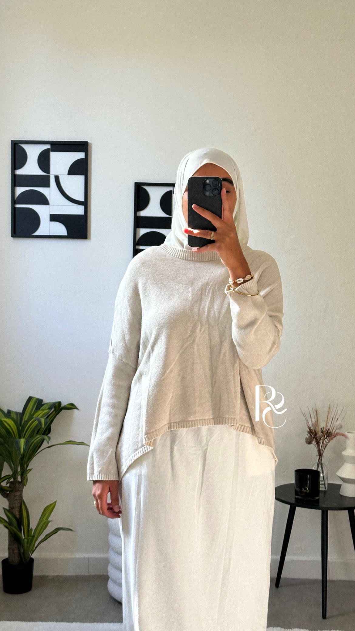 Pull coupe longue beige