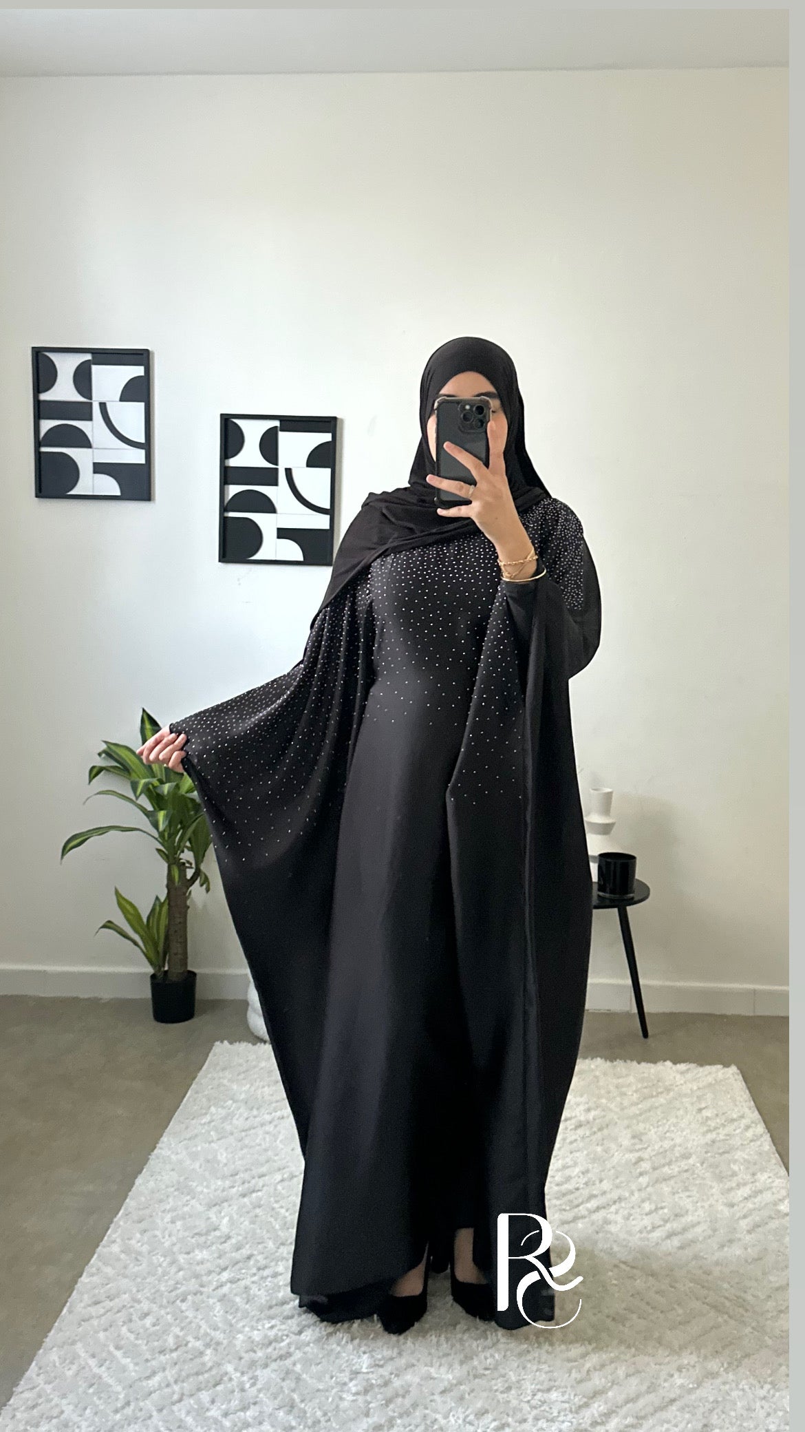 Abaya strass noire