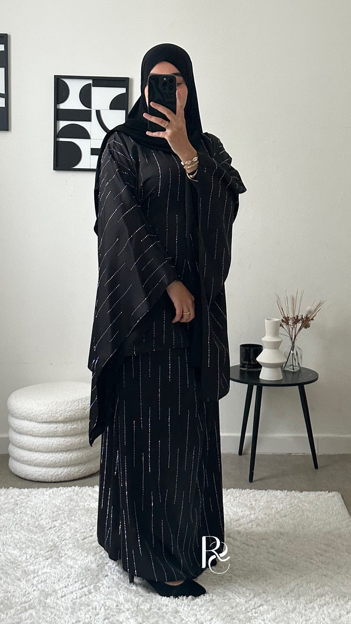 Ensemble à strass noir