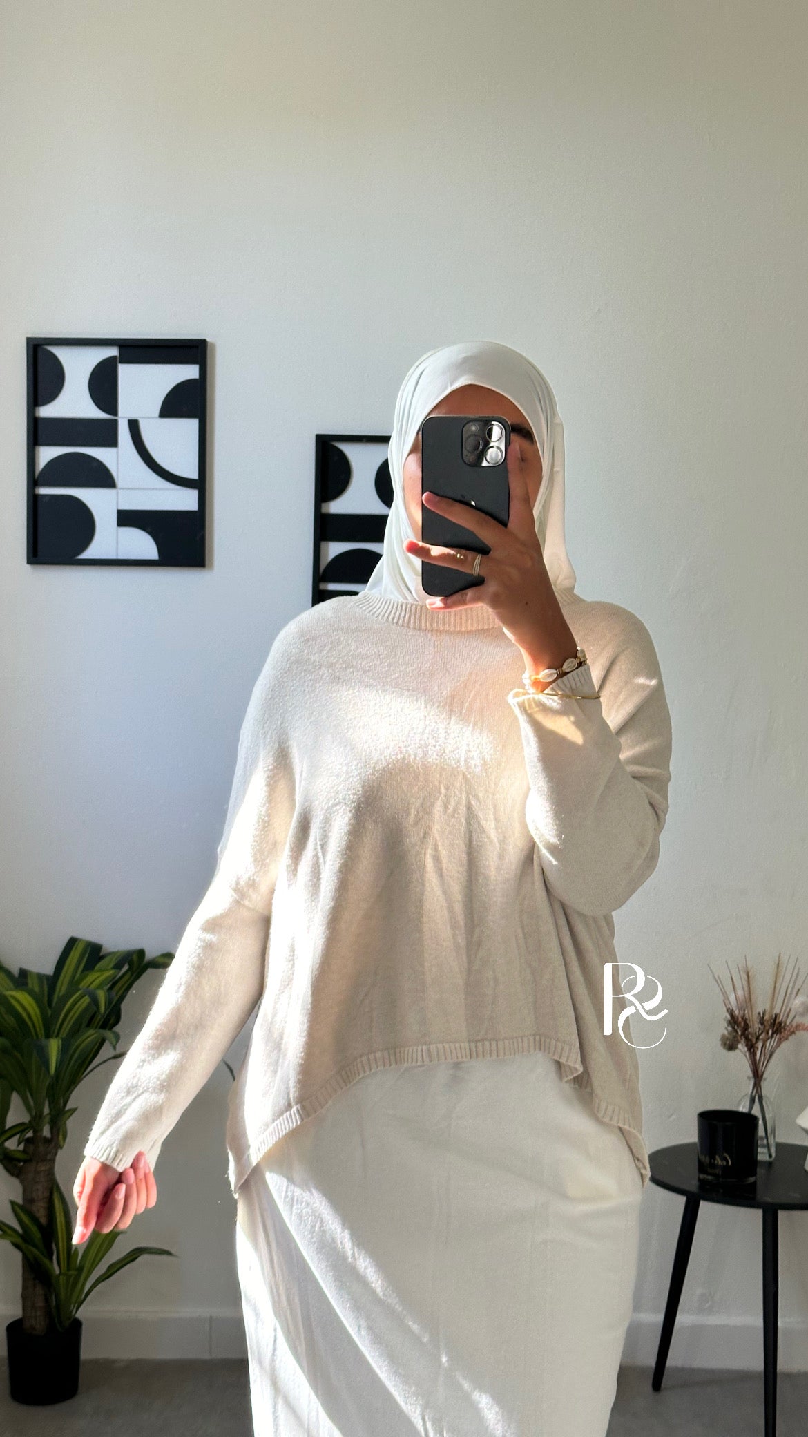 Pull coupe longue beige