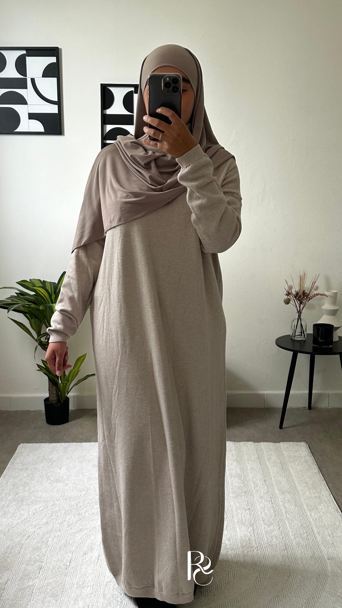 Robe pull en maille taupe clair