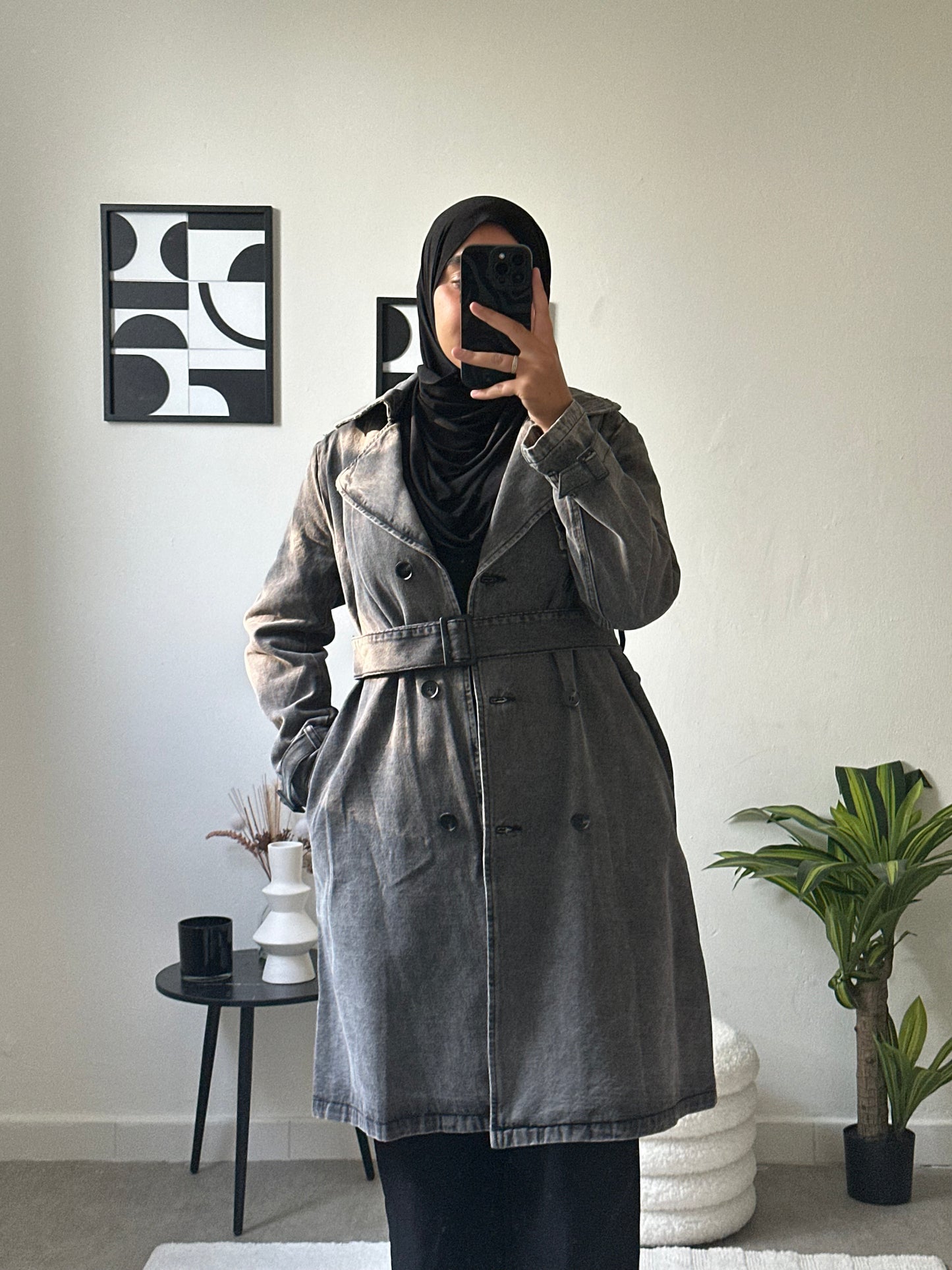 Trench en jean noir