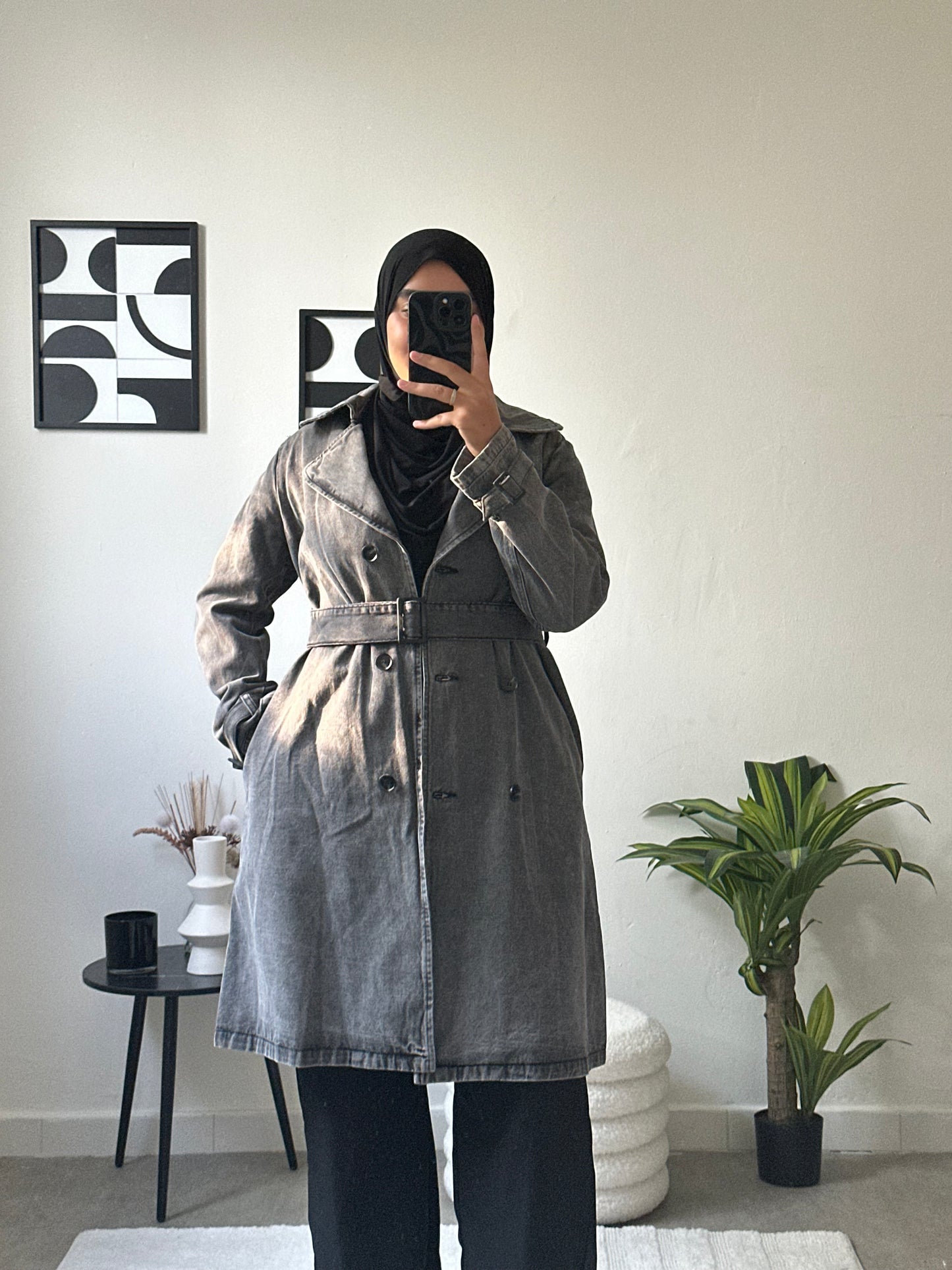 Trench en jean noir
