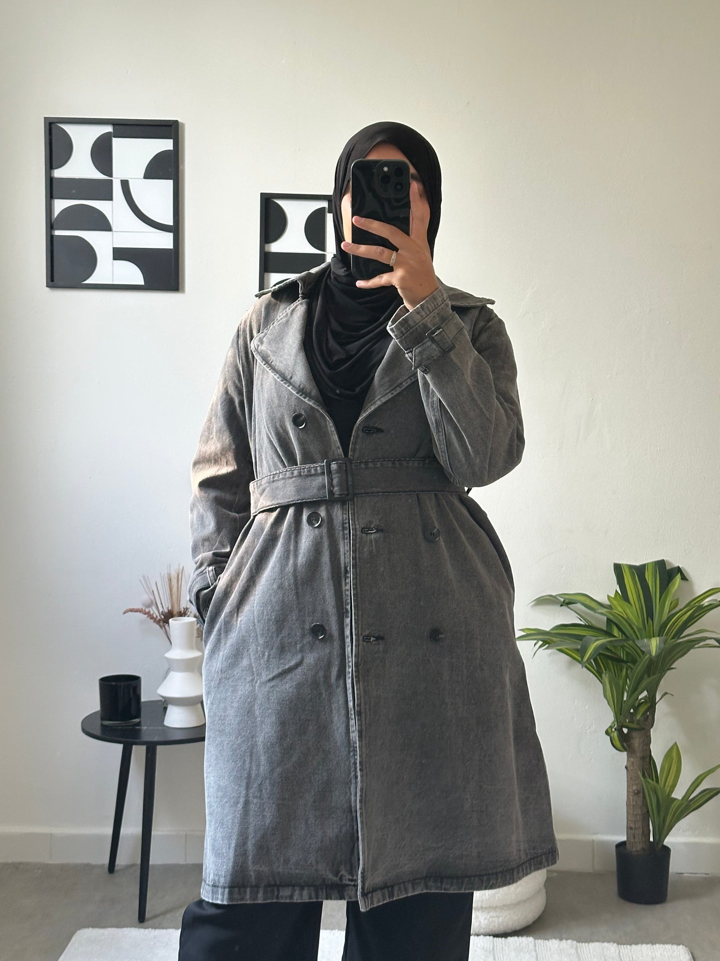 Trench en jean noir