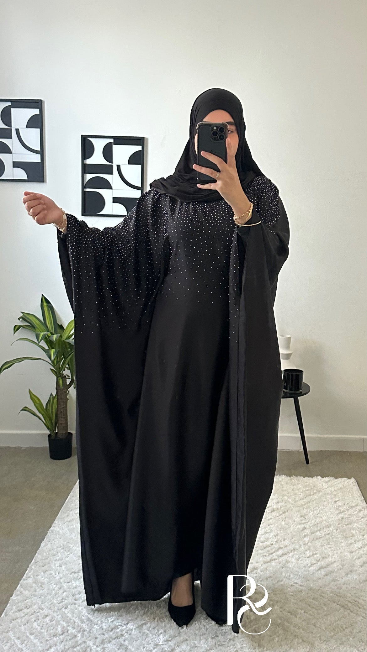 Abaya strass noire