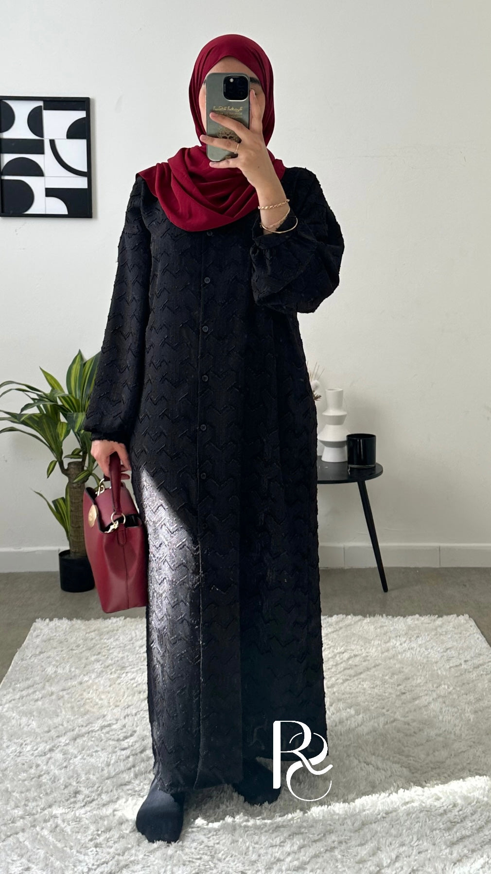 Abaya / kimono à motif noir