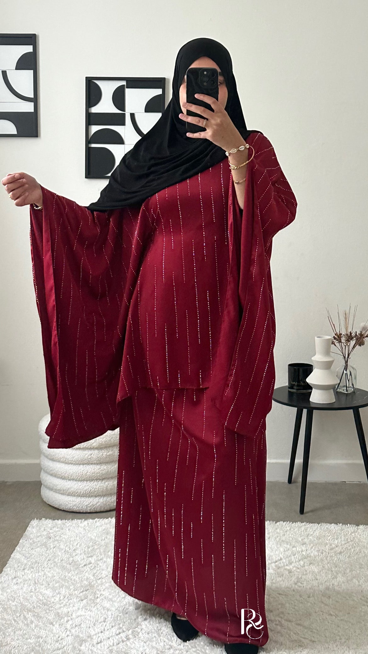 Ensemble à strass bordeaux