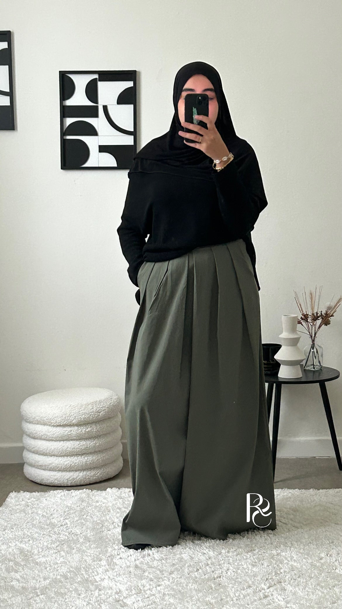 Jupe plissée kaki