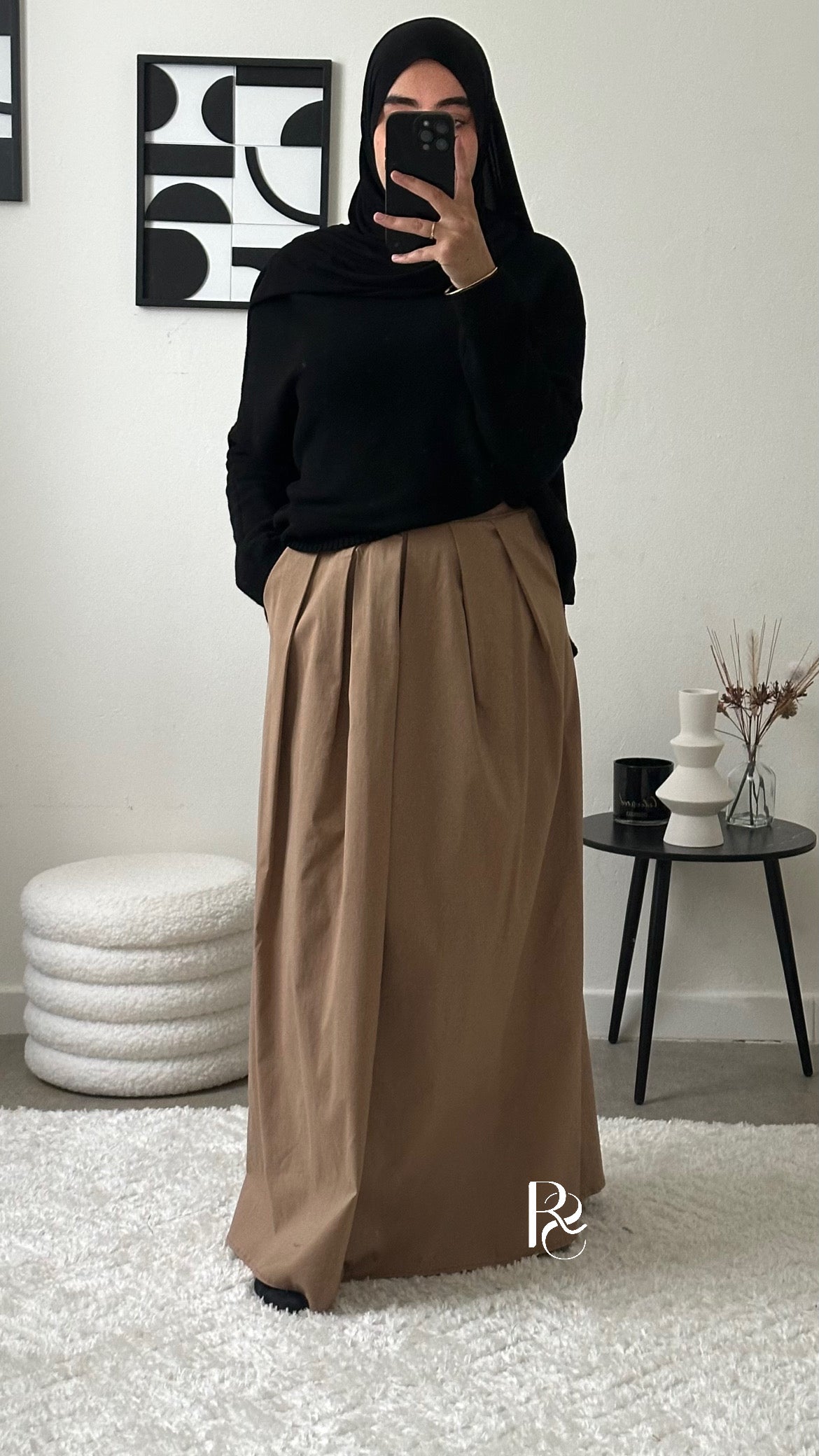 Jupe plissée camel