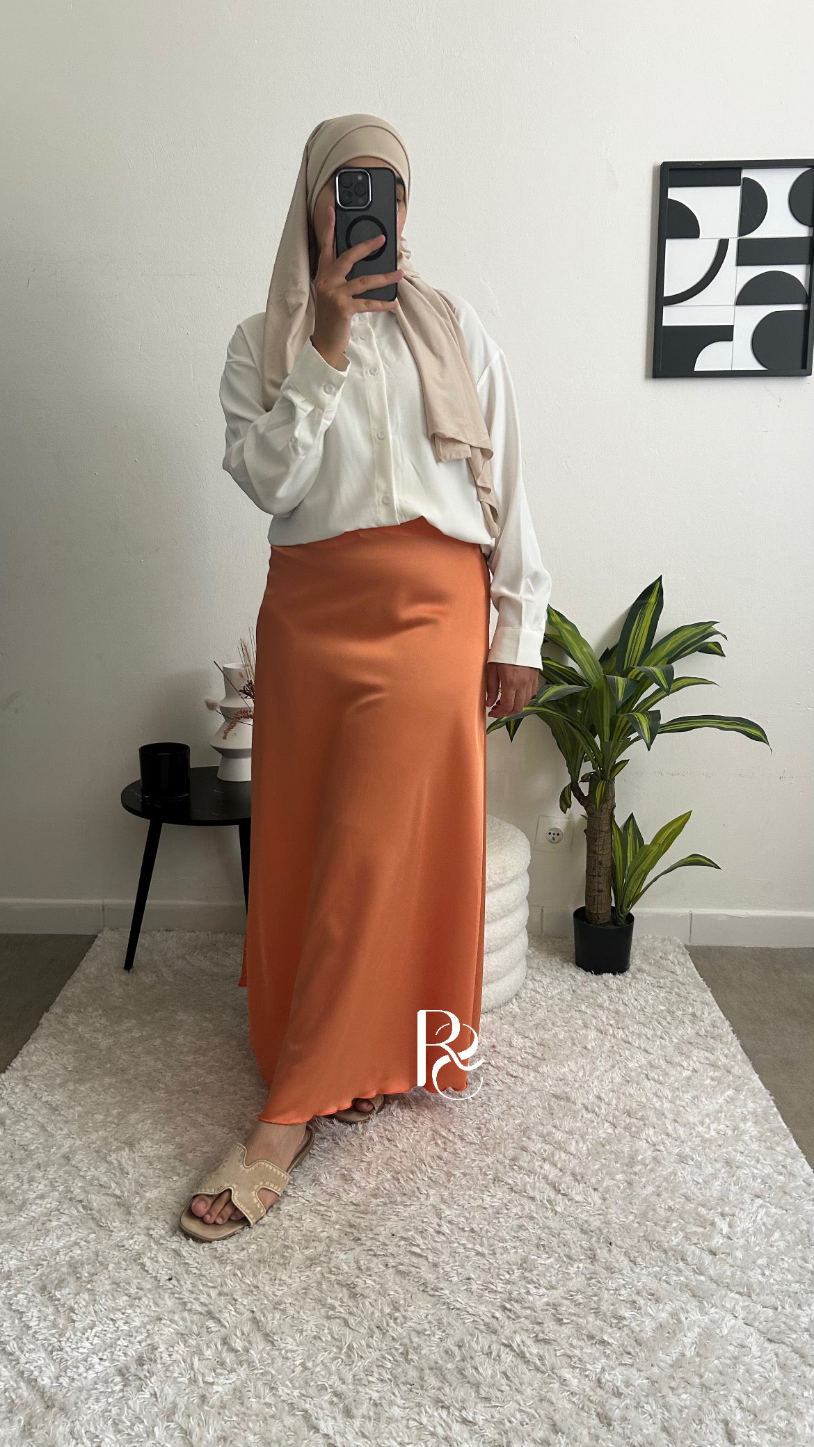 Jupe satinée rouille