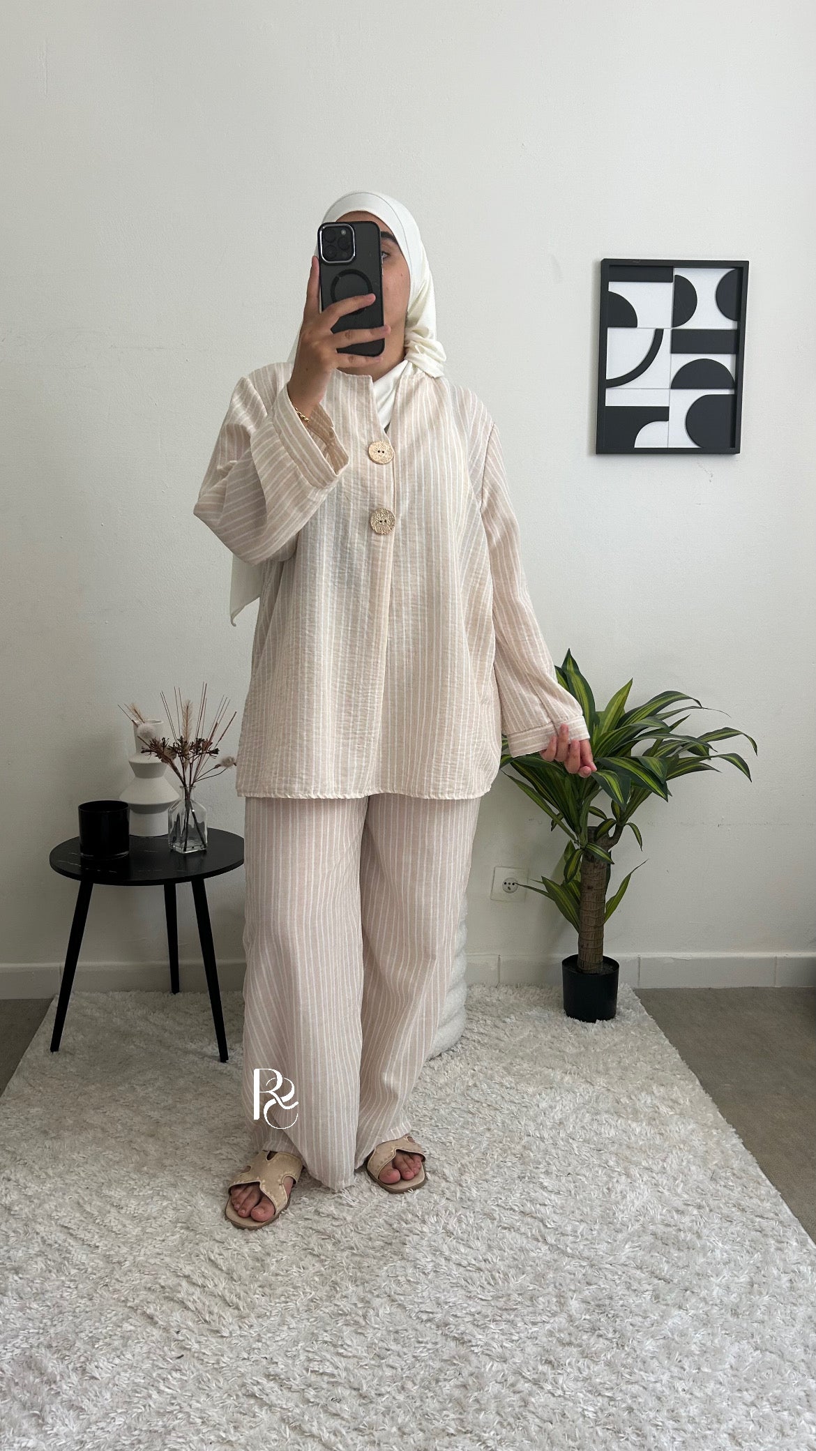 Ensemble rayée beige