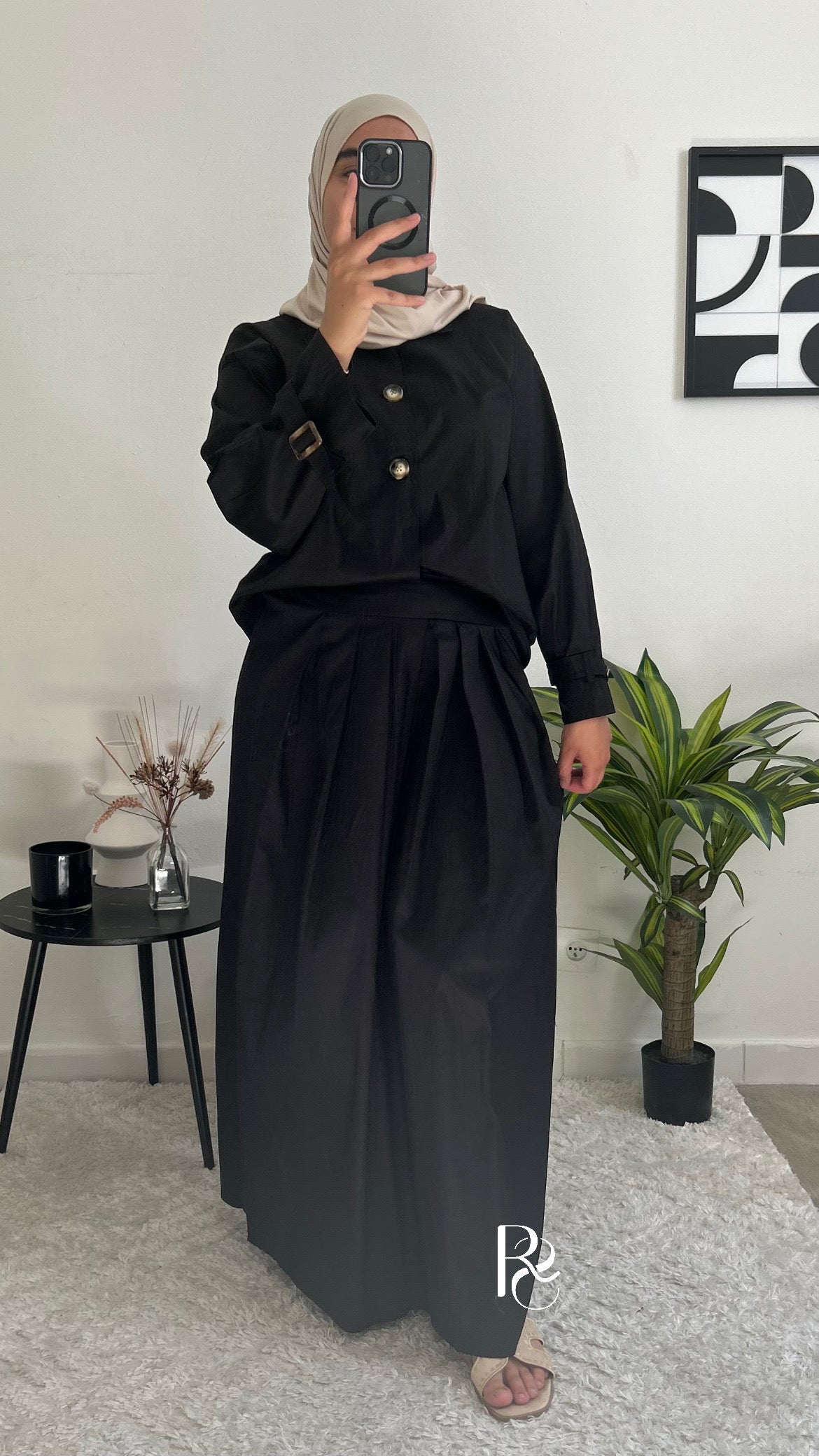 Ensemble jupe chemisier noir