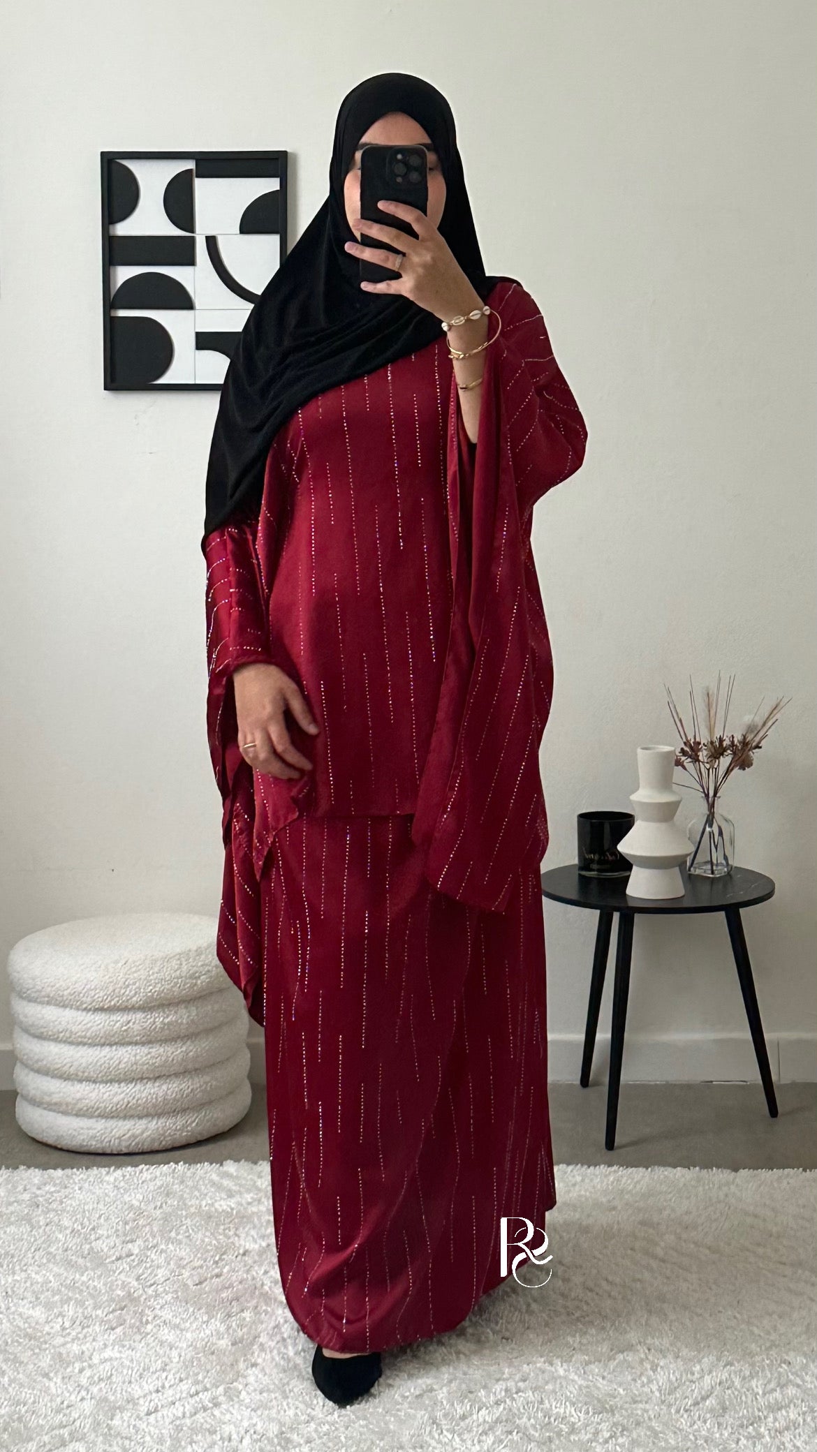 Ensemble à strass bordeaux