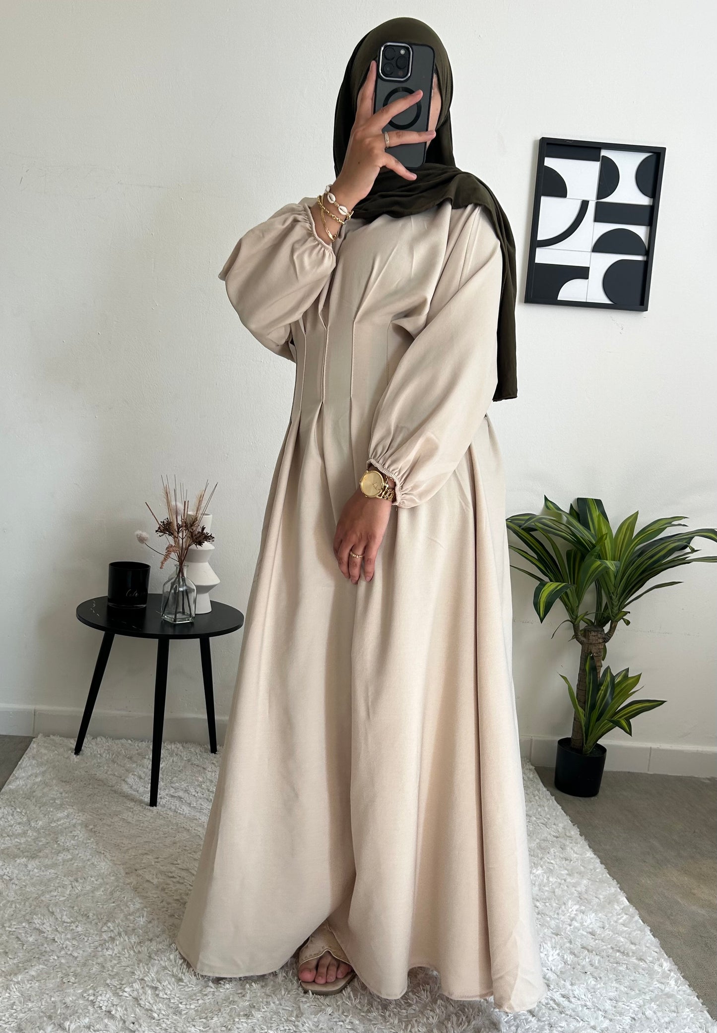 Robe cintrée beige