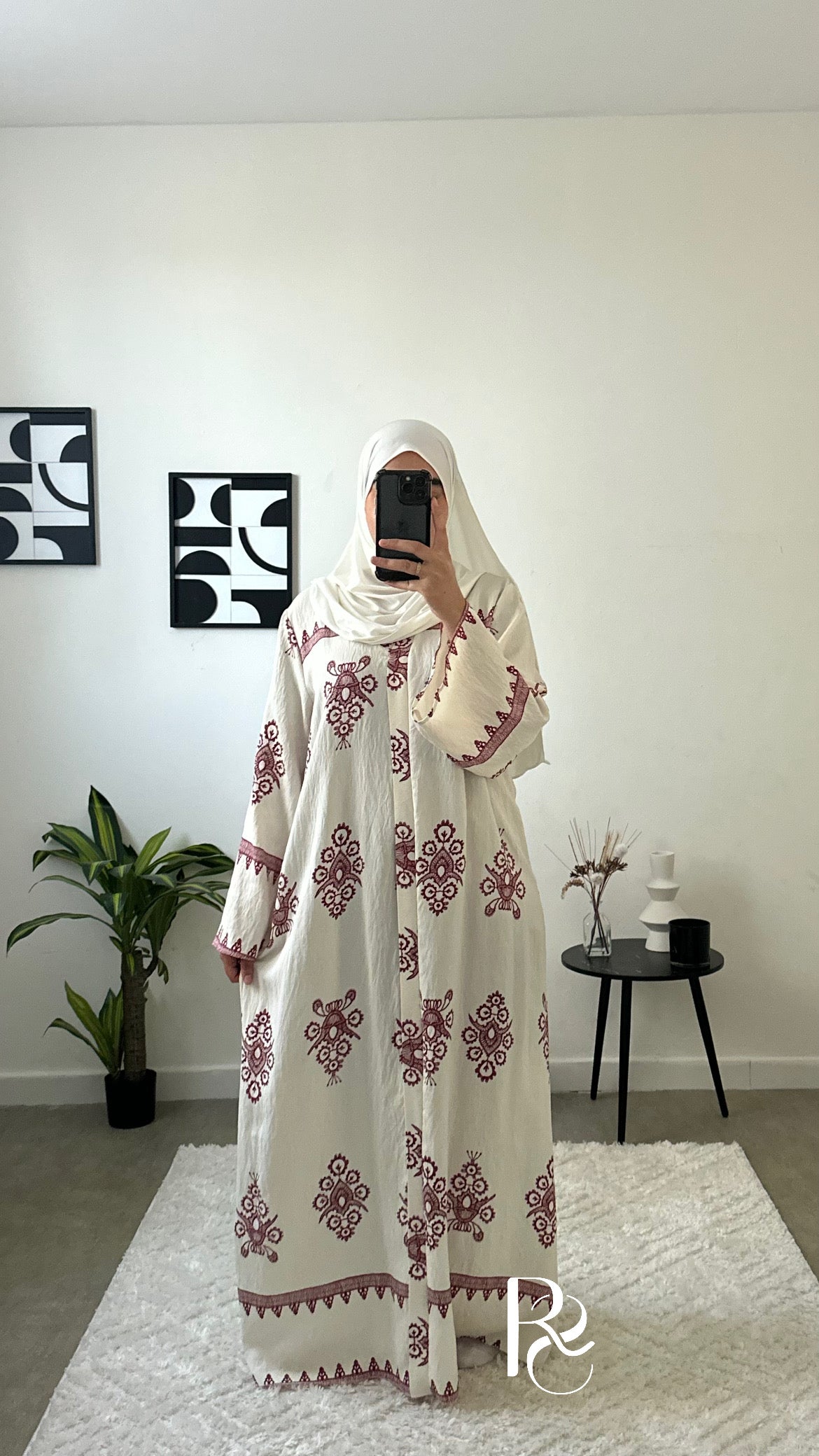 Robe à motif écru & bordeaux