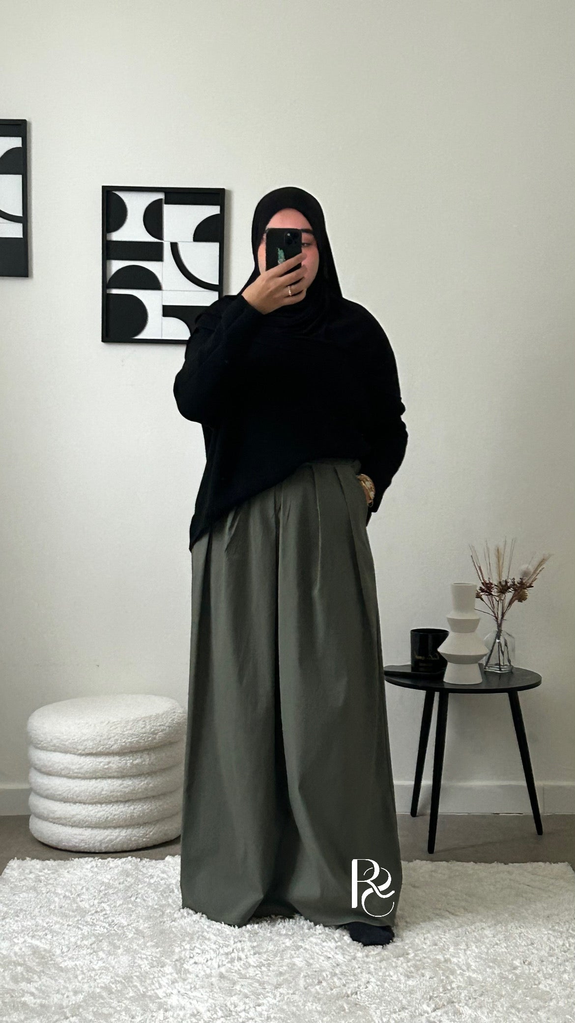 Jupe plissée kaki