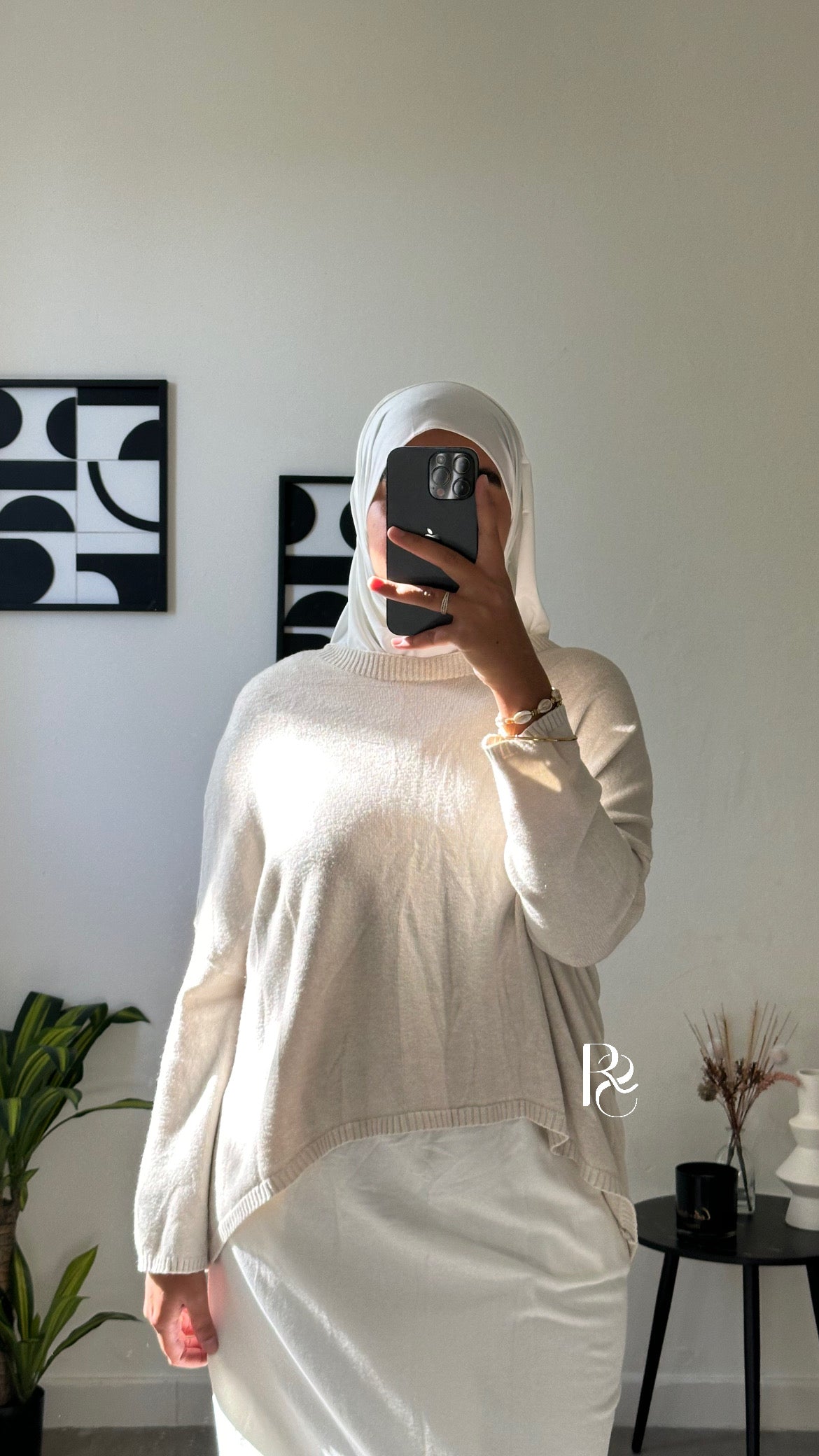 Pull coupe longue beige