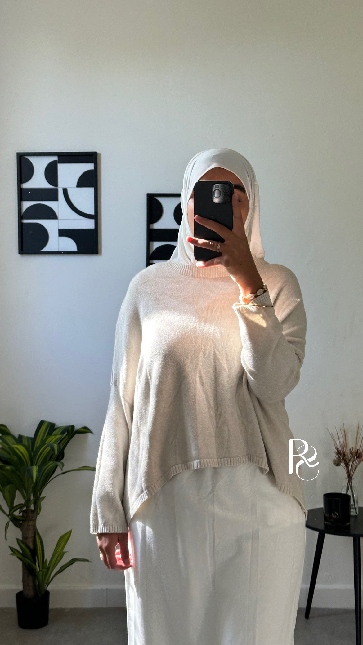 Pull coupe longue beige