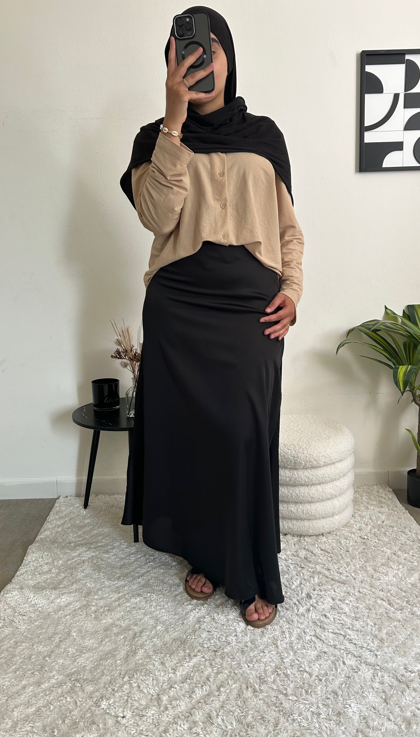 Jupe satinée noire