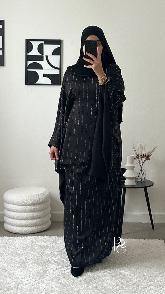 Ensemble à strass noir