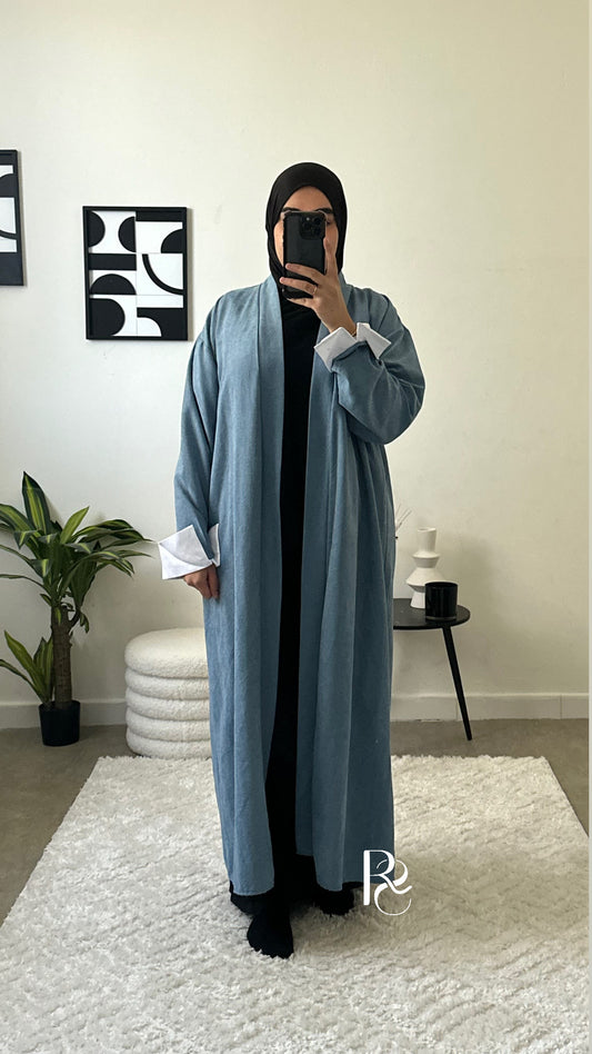 Veste daim bleu