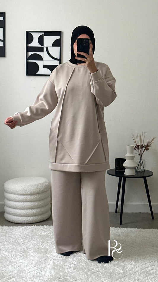 Ensemble jogging beige