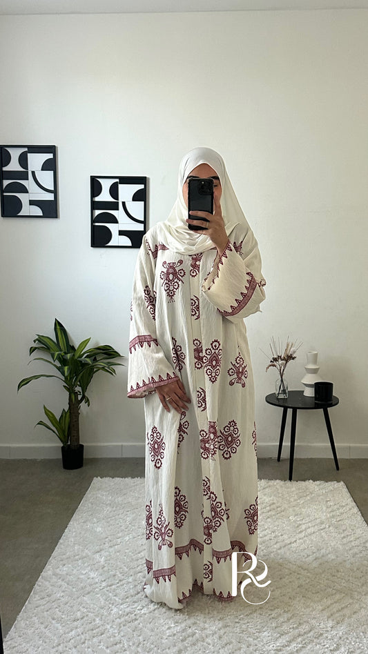 Robe à motif écru & bordeaux