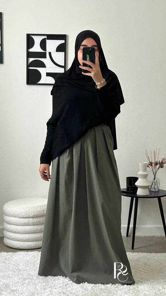 Jupe plissée kaki