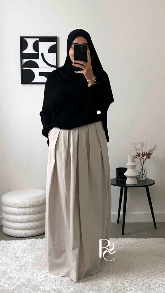 Jupe plissée beige