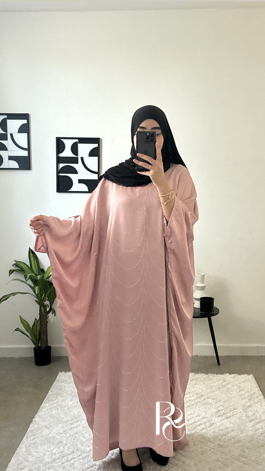 Abaya strass rose