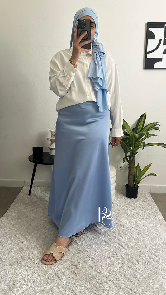 Jupe satinée bleu azur