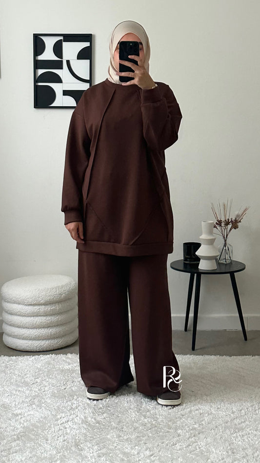 Ensemble jogging marron
