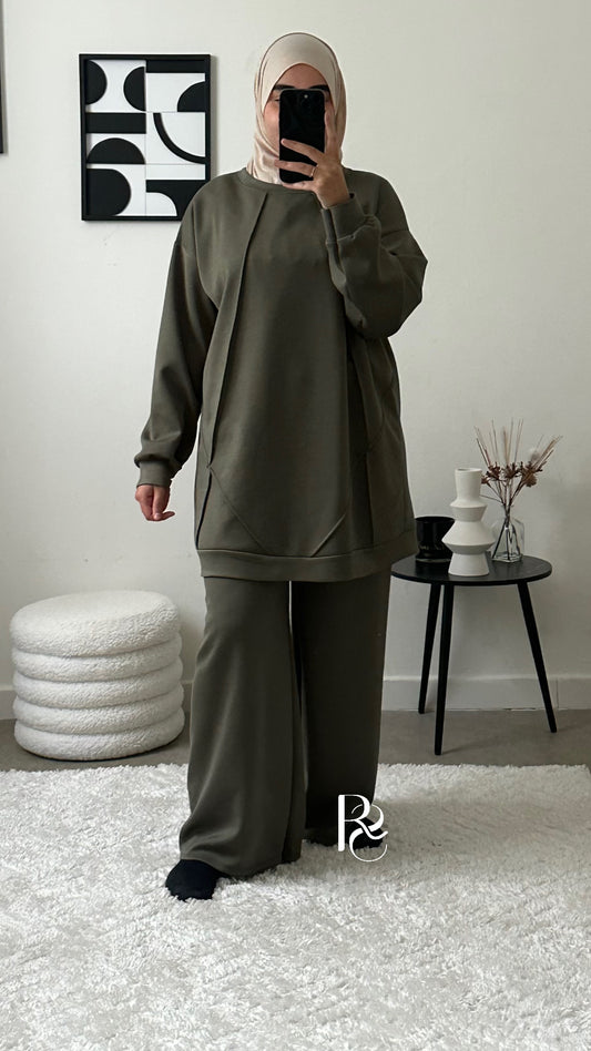 Ensemble jogging kaki
