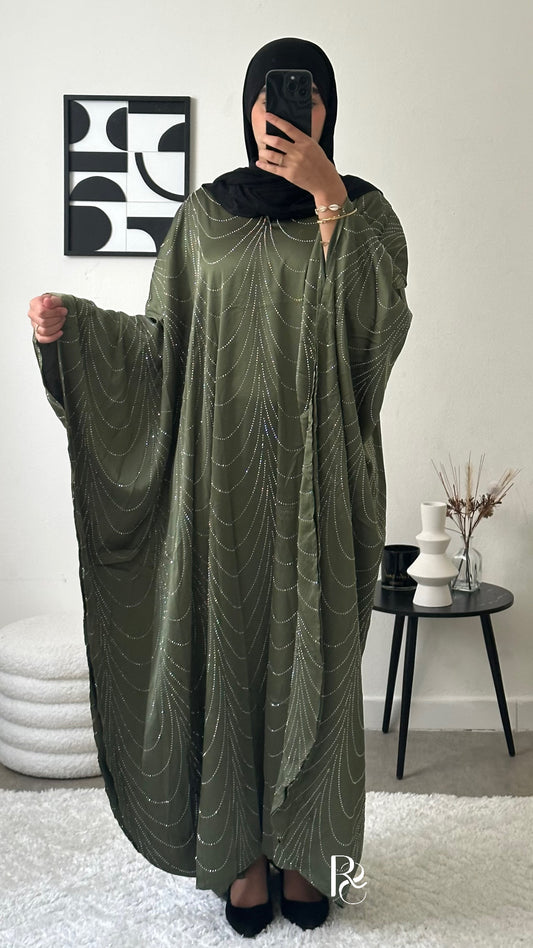 Abaya strass kaki