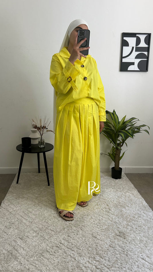 Ensemble jupe chemisier jaune