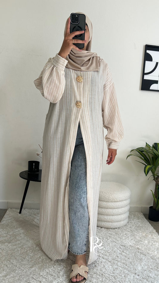 Kimono rayé beige
