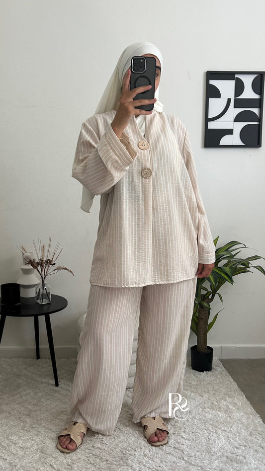 Ensemble rayée beige