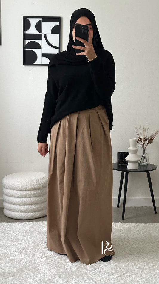 Jupe plissée camel