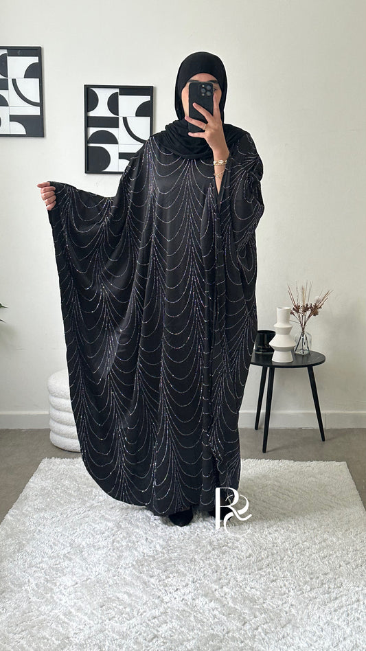 Abaya à strass Noire