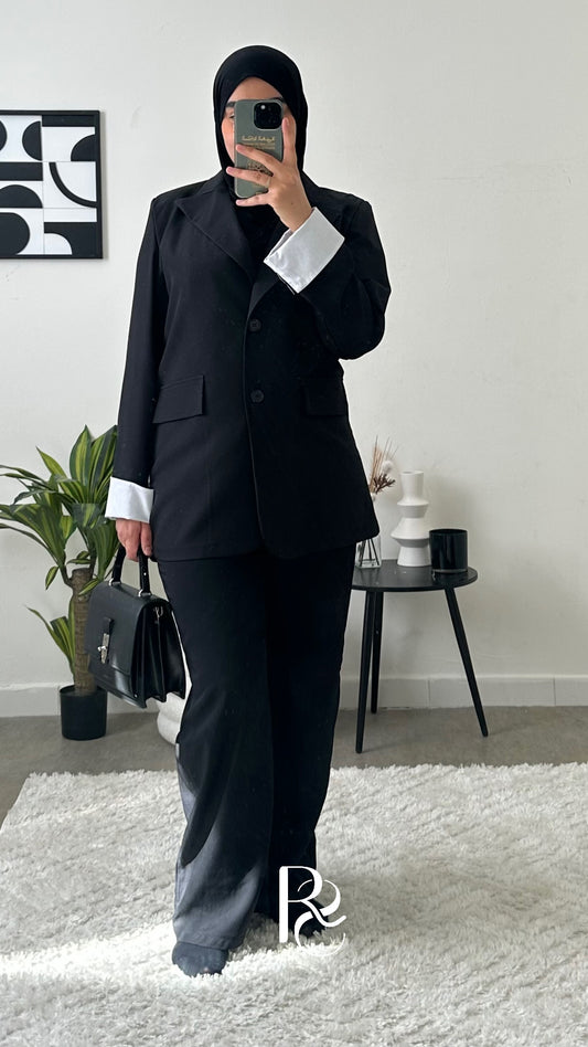 Blazer noir manches revers