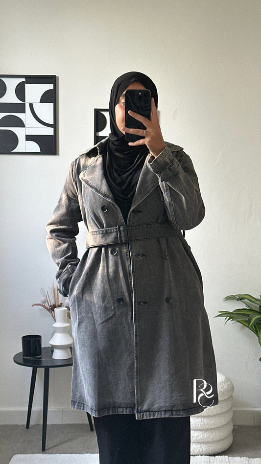 Trench en jean noir